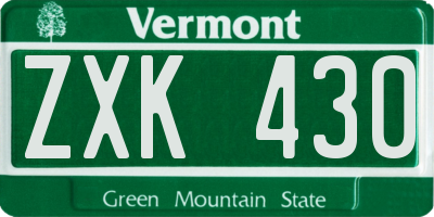 VT license plate ZXK430