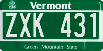 VT license plate ZXK431