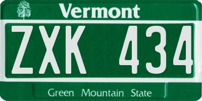 VT license plate ZXK434