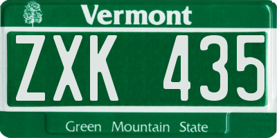 VT license plate ZXK435
