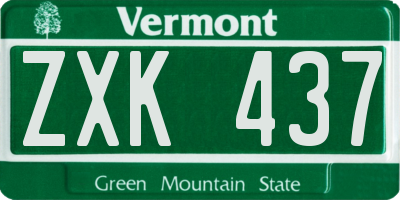 VT license plate ZXK437