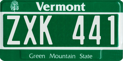 VT license plate ZXK441