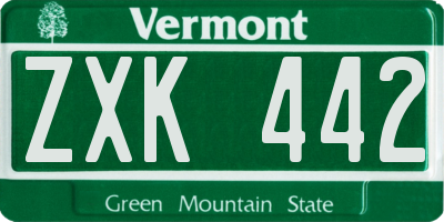 VT license plate ZXK442