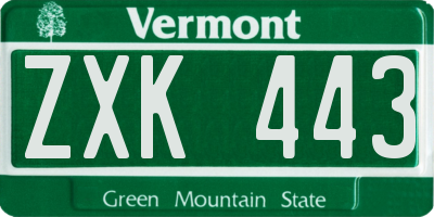 VT license plate ZXK443