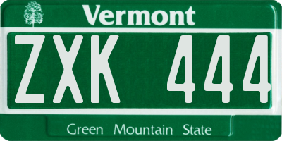 VT license plate ZXK444