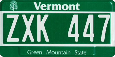 VT license plate ZXK447