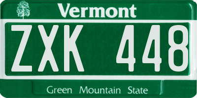 VT license plate ZXK448