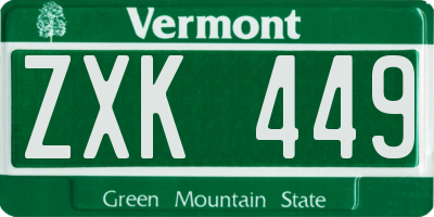 VT license plate ZXK449