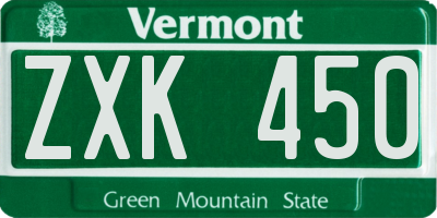 VT license plate ZXK450