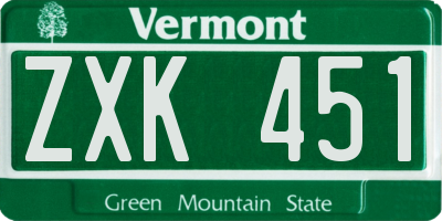 VT license plate ZXK451