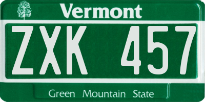 VT license plate ZXK457