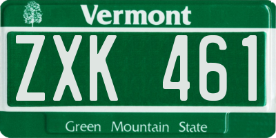 VT license plate ZXK461