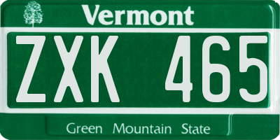VT license plate ZXK465