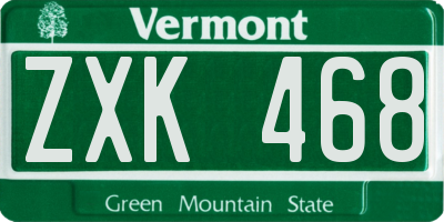 VT license plate ZXK468