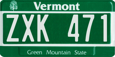 VT license plate ZXK471