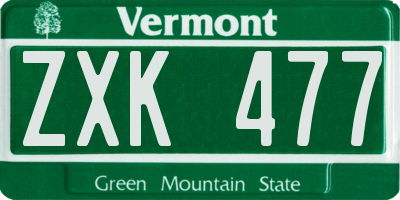VT license plate ZXK477