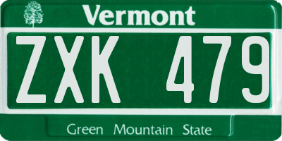 VT license plate ZXK479