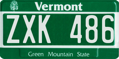 VT license plate ZXK486