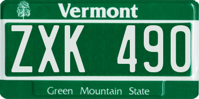 VT license plate ZXK490