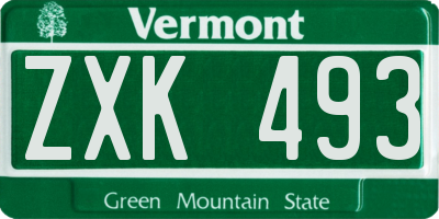 VT license plate ZXK493