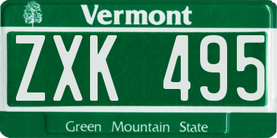 VT license plate ZXK495