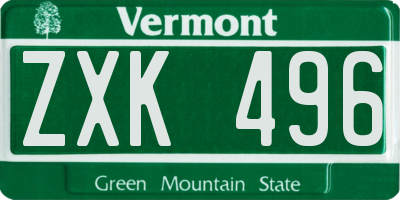VT license plate ZXK496