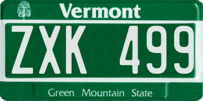 VT license plate ZXK499