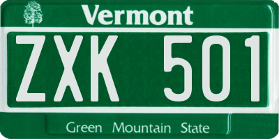 VT license plate ZXK501