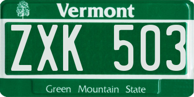 VT license plate ZXK503