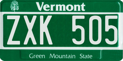 VT license plate ZXK505