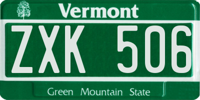 VT license plate ZXK506