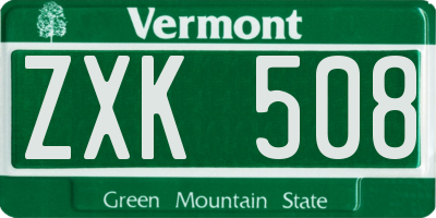 VT license plate ZXK508