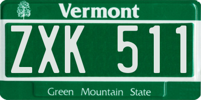 VT license plate ZXK511