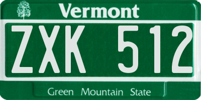 VT license plate ZXK512