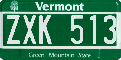 VT license plate ZXK513