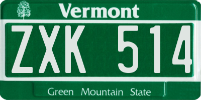 VT license plate ZXK514