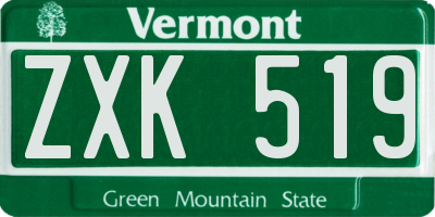 VT license plate ZXK519