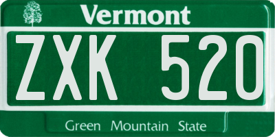 VT license plate ZXK520