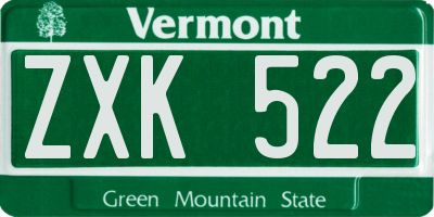 VT license plate ZXK522