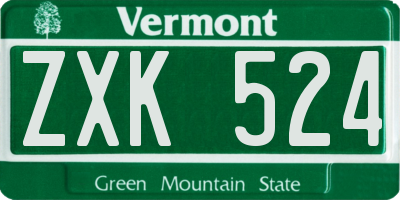 VT license plate ZXK524
