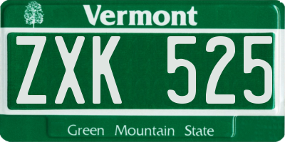 VT license plate ZXK525