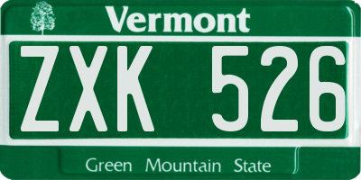 VT license plate ZXK526