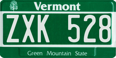 VT license plate ZXK528