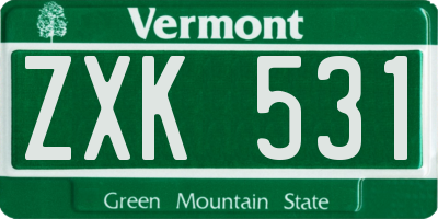 VT license plate ZXK531