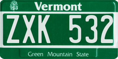 VT license plate ZXK532