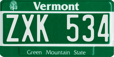 VT license plate ZXK534