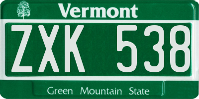 VT license plate ZXK538