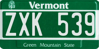 VT license plate ZXK539