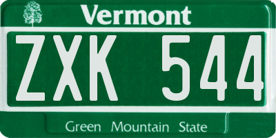 VT license plate ZXK544