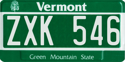 VT license plate ZXK546